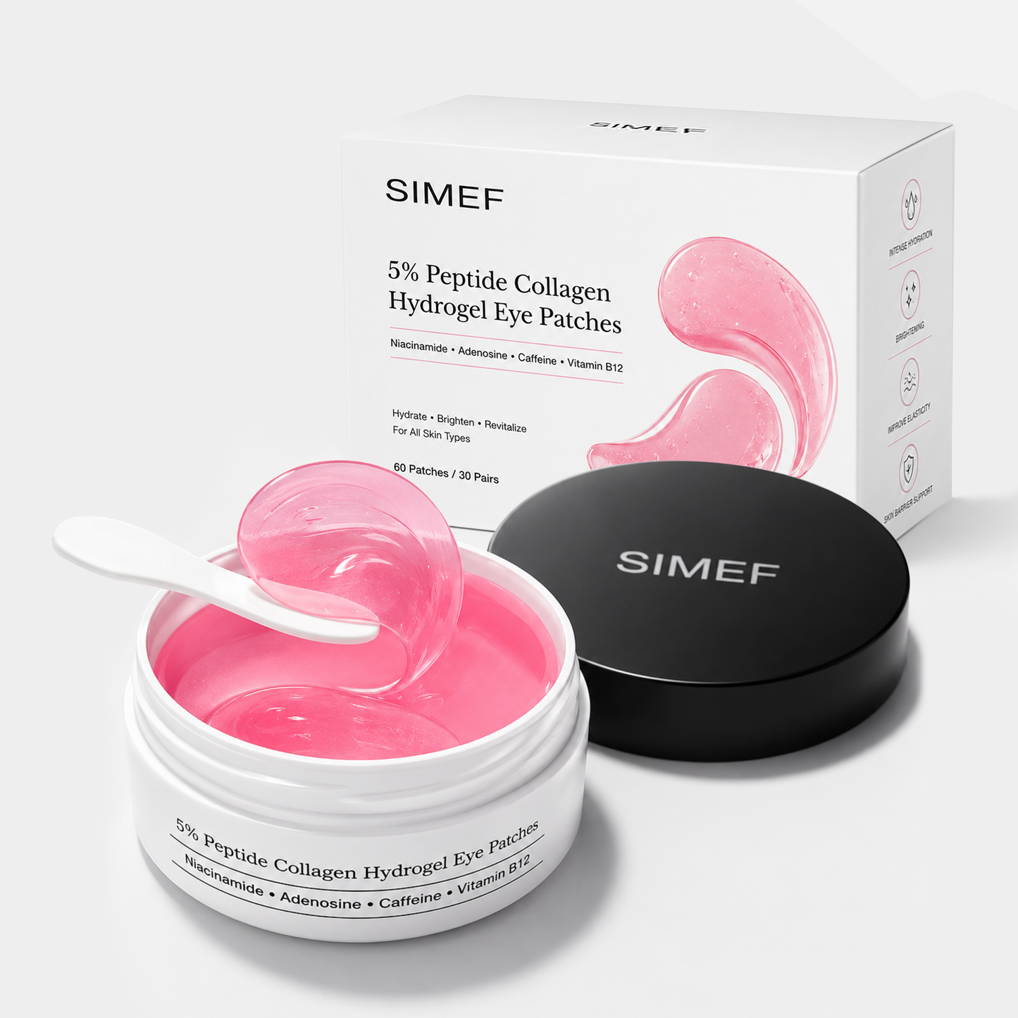 Korean The Peptide Collagen Hydrogel Eye Patch Reduce Puffiness Hydrate Under-Eye Bags in 10 Minutes (60 Patches)