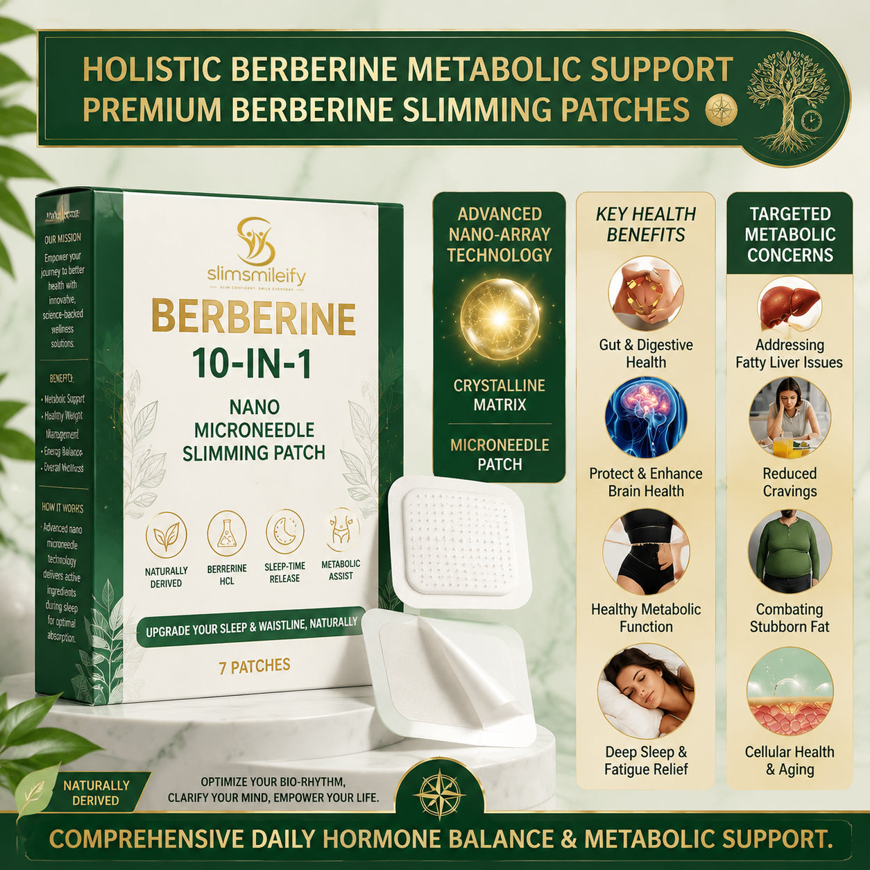 SlimSmileify™ Berberine 10-in-1 Nano Microneedle Slimming Patch